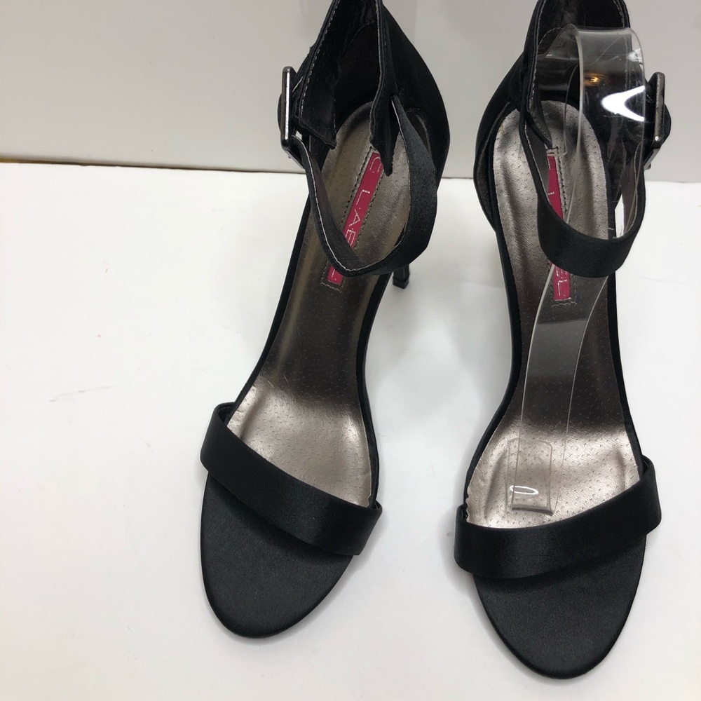C Label Olive Black Satin Ankle Strap Heels - Picture 7 of 7